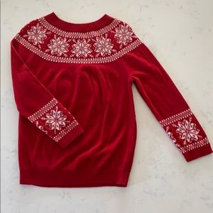 Talbots Red & White Beaded Snowflake Sweater